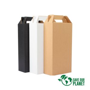 Caja autoarmable con asas, para 2 botellas de Vino