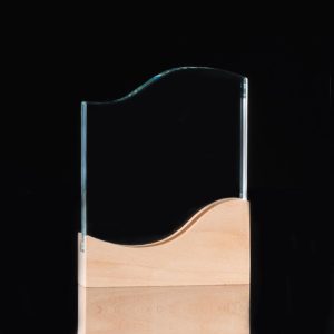 Trofeo Galvano de Madera y Cristal «Curve»